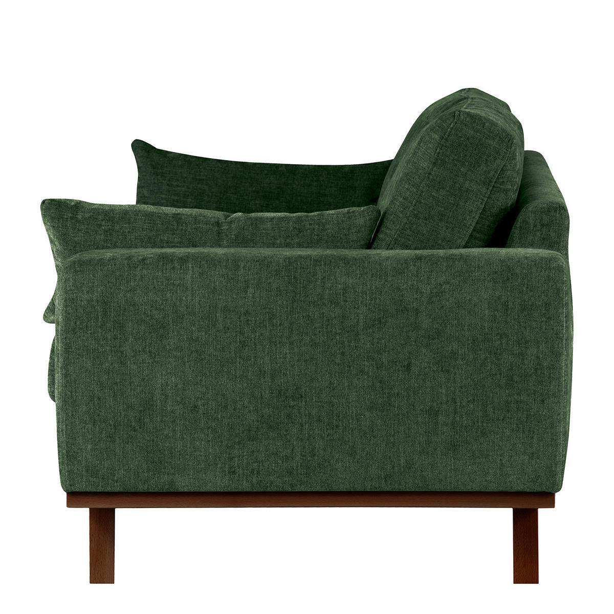 3-SITZER SOFA - Dunkelgrün/Buchefarben, Buchenholz/Textil (237/81/88cm) - home24