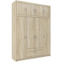 DREHTÜRENSCHRANK Elena mit 4 Türen und 2 Schubladen, mit Aufsatz Sonoma Eiche - Sonoma Eiche, Holzwerkstoff (176/245/53cm) - Beautysofa