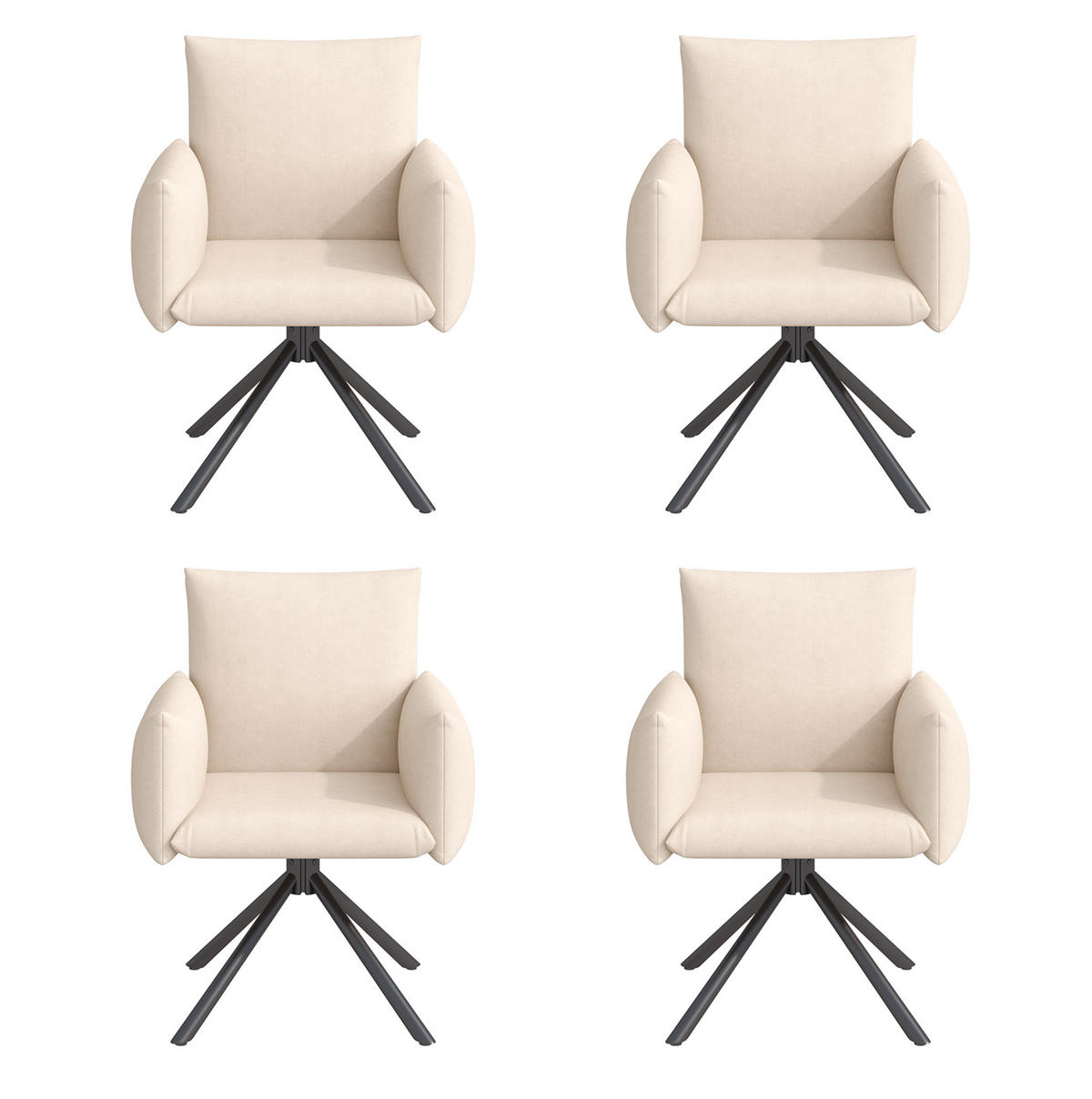 ESSZIMMERSTUHL 4er-Set 360° drehbar Samt Beige - Beige, Metall (60/88/60.2cm) - Meubliv