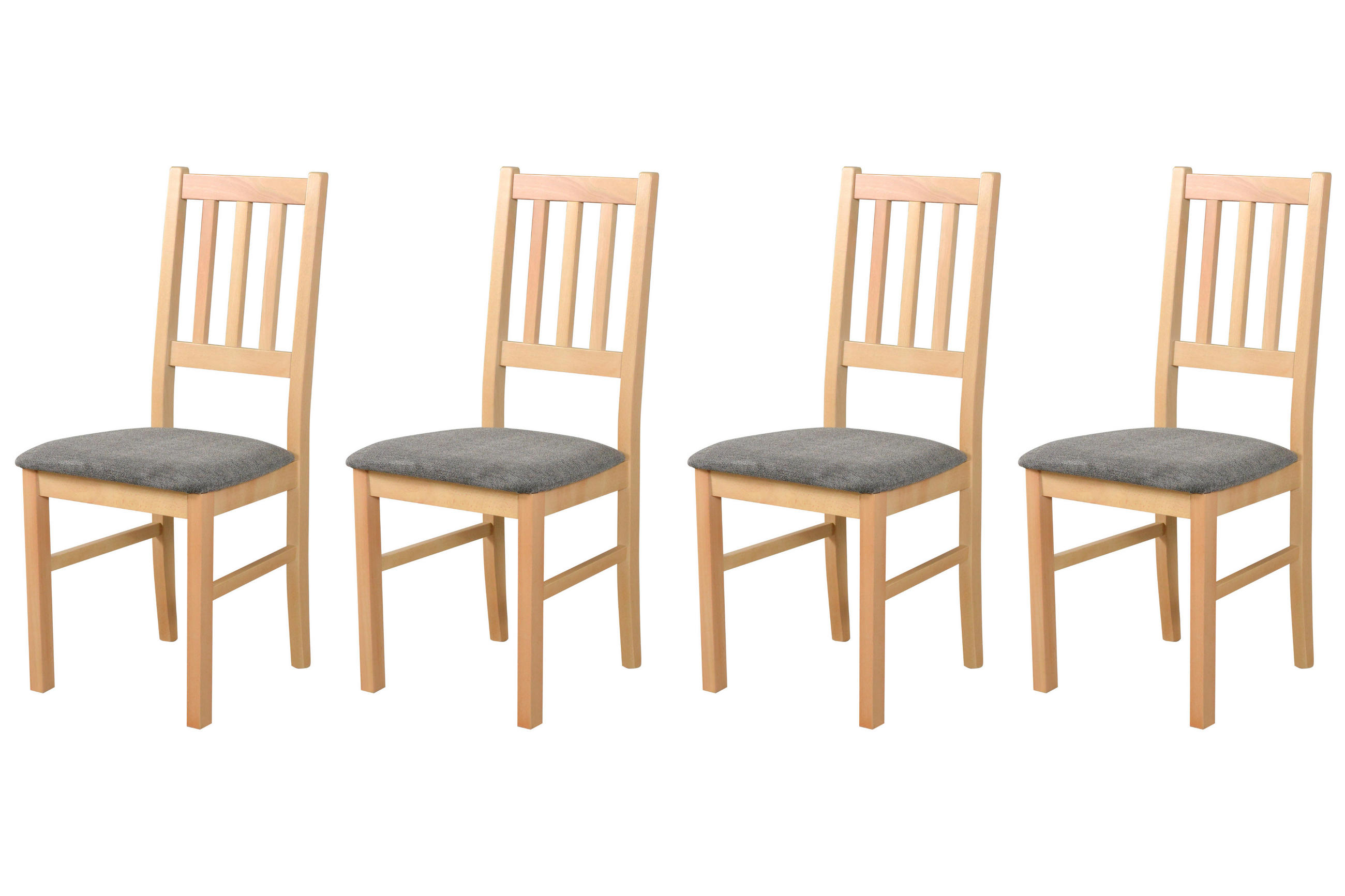 STUHL Bos 4 (4er Set) - Dunkelgrau/Birkefarben, Holz (43/94/40cm) - Leaf Design