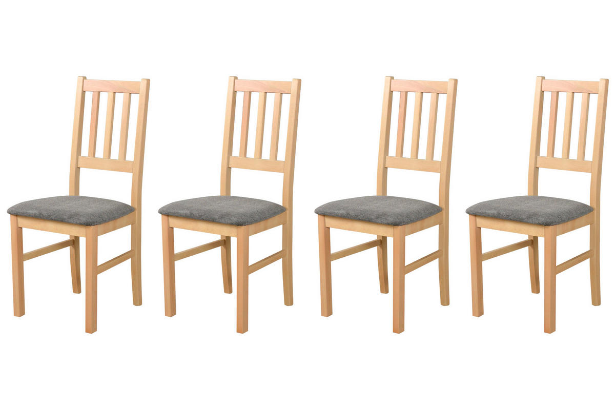 STUHL Bos 4 (4er Set) - Dunkelgrau/Birkefarben, Holz (43/94/40cm) - Leaf Design