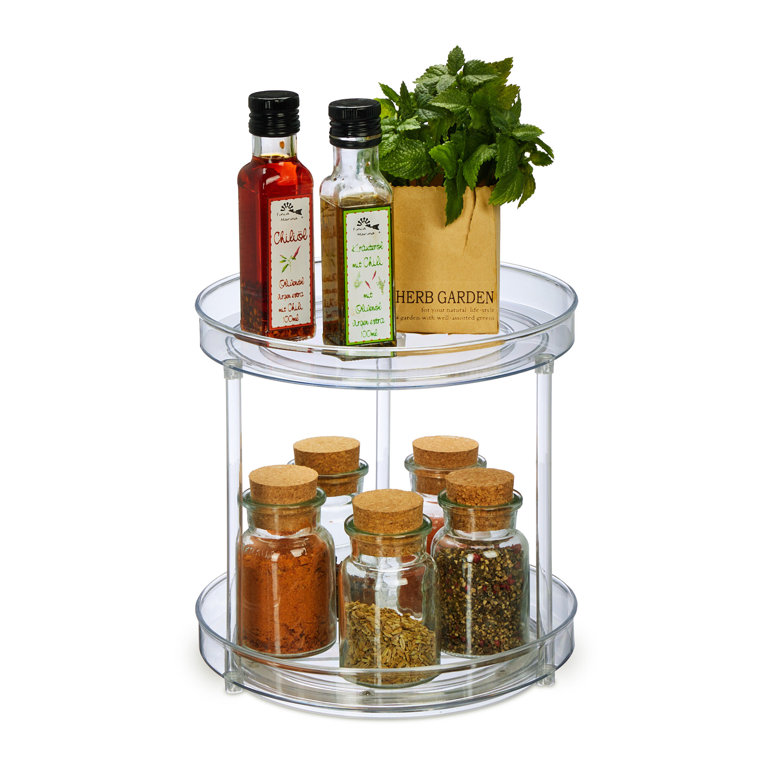 DREHTELLER - Transparent, Kunststoff (23.5/22/23.5cm) - Relaxdays