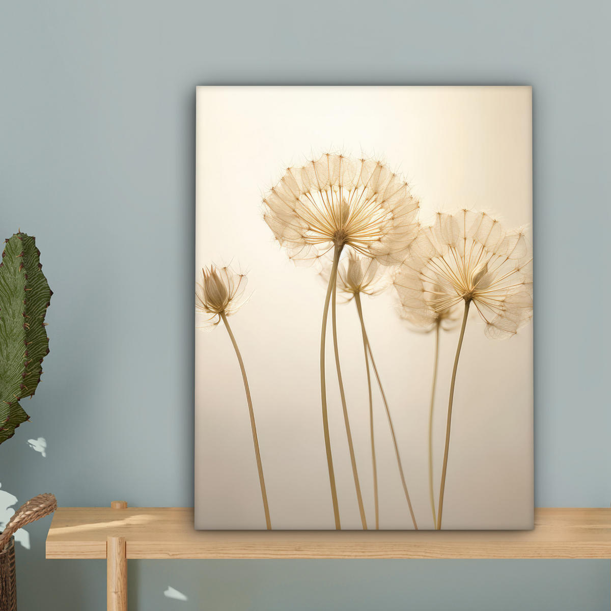 LEINWANDBILD Sonnenlicht - Löwenzahn - Botanisch - Blumen 30x40 cm - Creme, Textil (30/40cm) - MuchoWow