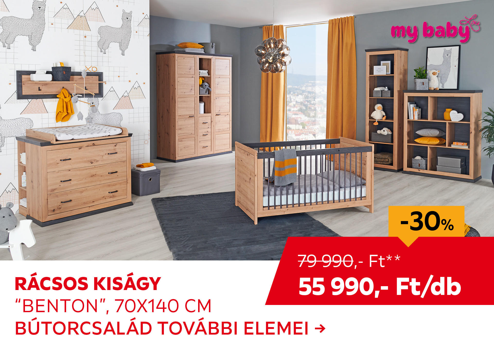 RÁCSOS KISÁGY "Benton" 70x140 cm Kiemelt termék 79990 Ft.- helyett 55990 Ft.-
