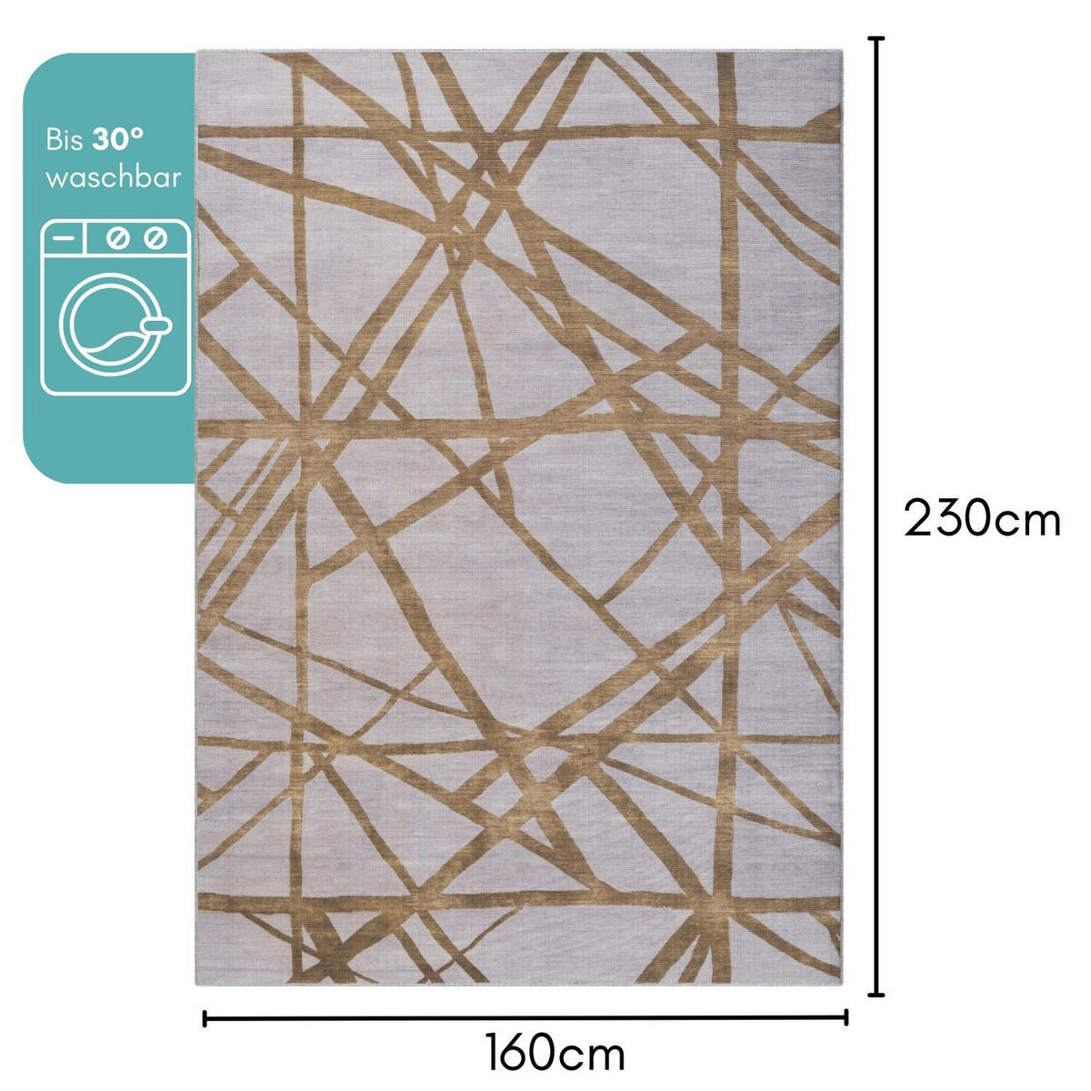 TEPPICH Cove Goldfarben,Silberfarben,Taupe 160/230 cm - Goldfarben, Textil (160/230cm) - My-Rug