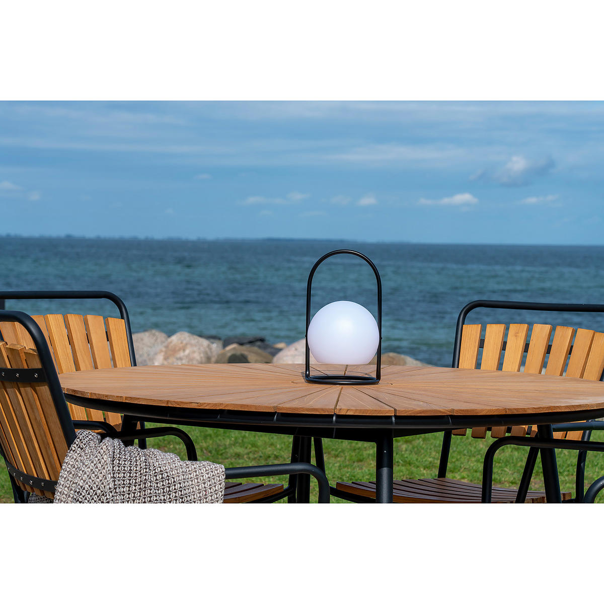 GARTENTISCH - Rund - Schwarz / Braun - Stahl - 130 x 74 x 130 cm - Schwarz/Braun, Holz/Metall (130/130/74cm) - home24