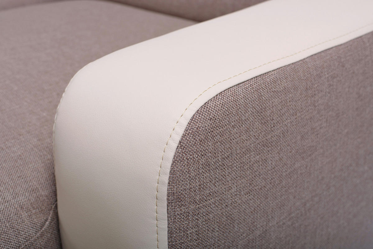 ECKSOFA MIRA Braun Geflochtener Stoff mit Schlaffunktion - Braun, Holz (263/184cm) - MASSENO