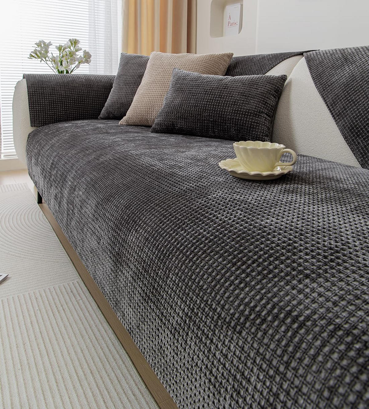 SOFAÜBERWURF Dunkelgrau Farmhouse-Stil 1 Stück - Dunkelgrau, Textil (70/180cm) - Kaket