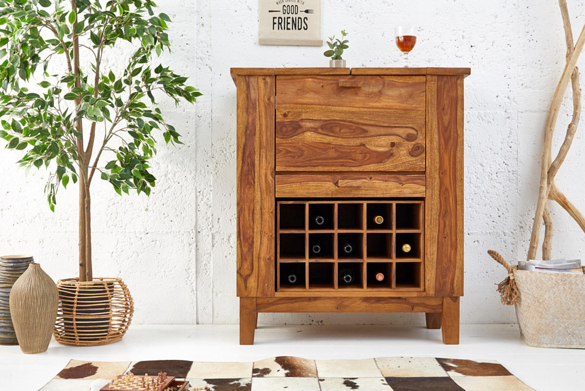 BARSCHRANK MAKASSAR Sheesham Natur 85110 cm - Naturfarben, Holz (110/100/40cm) - riess-ambiente