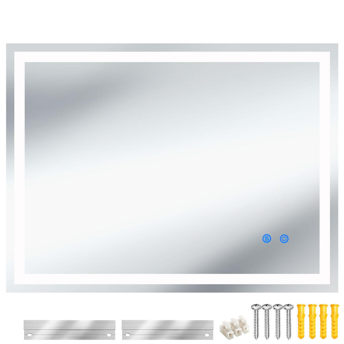 LED-BADEZIMMERSPIEGEL rechteckig Clara,inklusive Spiegelheizung,anthrazit - Anthrazit, Glas (60/80/2.5cm) - tectake