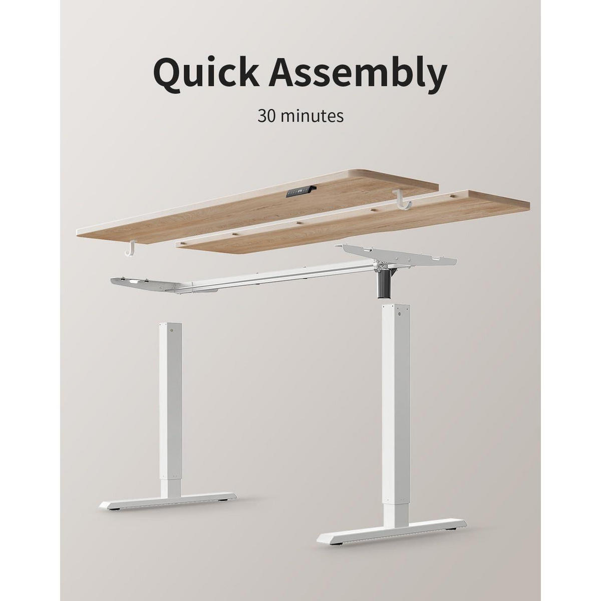 SCHREIBTISCH elektrisch höhenverstellbar Eiche 100 x 60 cm - Braun, Holz (60/100/72cm)