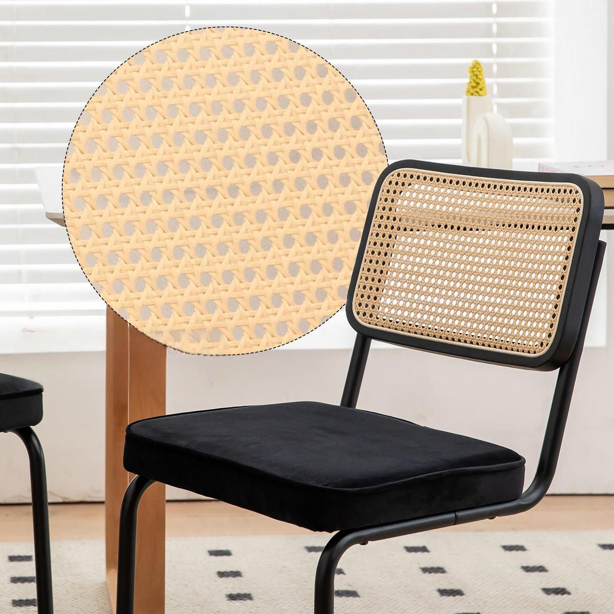 SCHWINGSTUHL DE-36902 2er-Set mit Rattan-Rückenlehne Grün - Schwarz, Metall (46.4/84.6/53cm) - ComfortXL