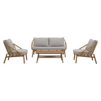 LOUNGE-SET, Frederikke, Natur, Metall / Rattan / Polyester, 165 x 83 x 84 cm - Naturfarben, Metall - ebuy24