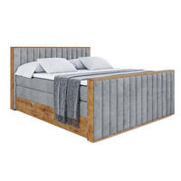 BOXSPRINGBETT mit Matratze H3|H4 und Lattenrost - LOLLI4-Z KING-180x200 - Grau Casablanca - Grau, Holzwerkstoff (180/200cm) - ALTDECOR