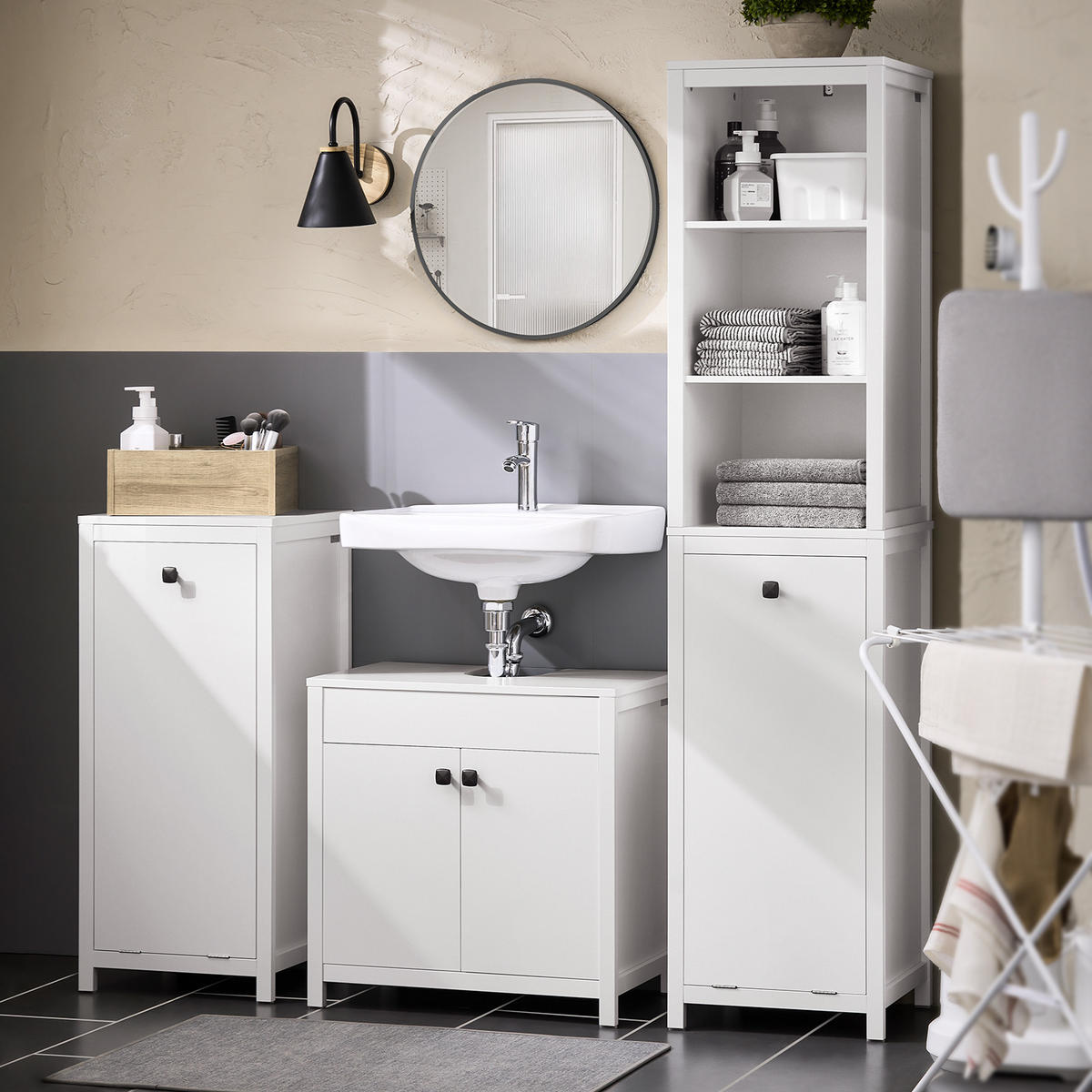 BADEZIMMERSCHRANK Weiß - Weiß, Holzwerkstoff (40/173/35cm) - SoBuy