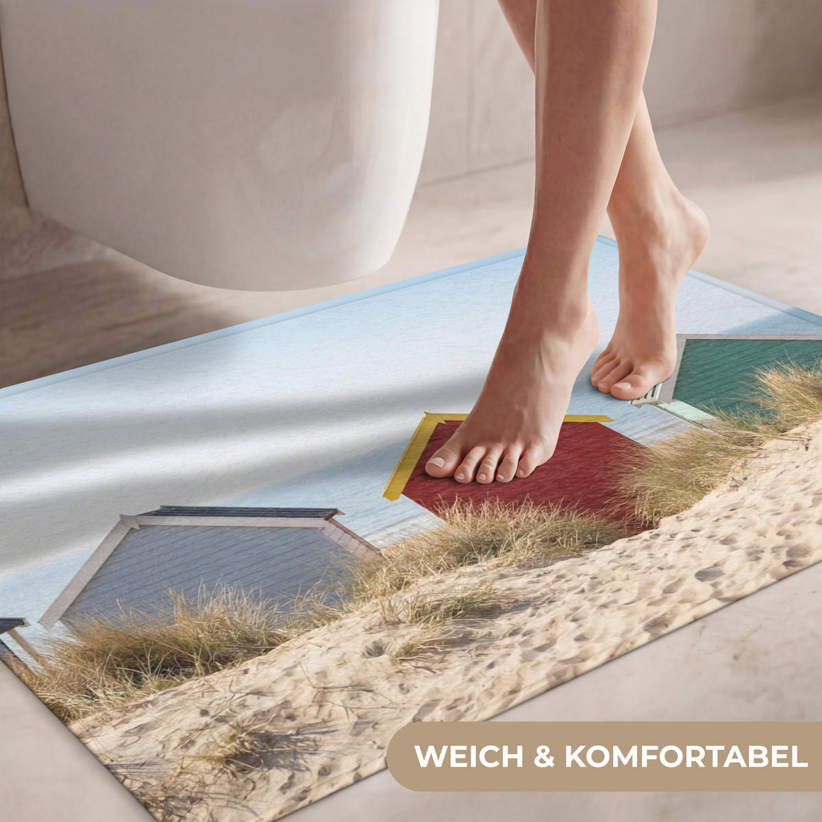 WC PŘEDLOŽKA Pláž - Chaty - Barevné - Duny 90x60 cm - různobarevná, textil/plast (90/1cm) - OnlyWow