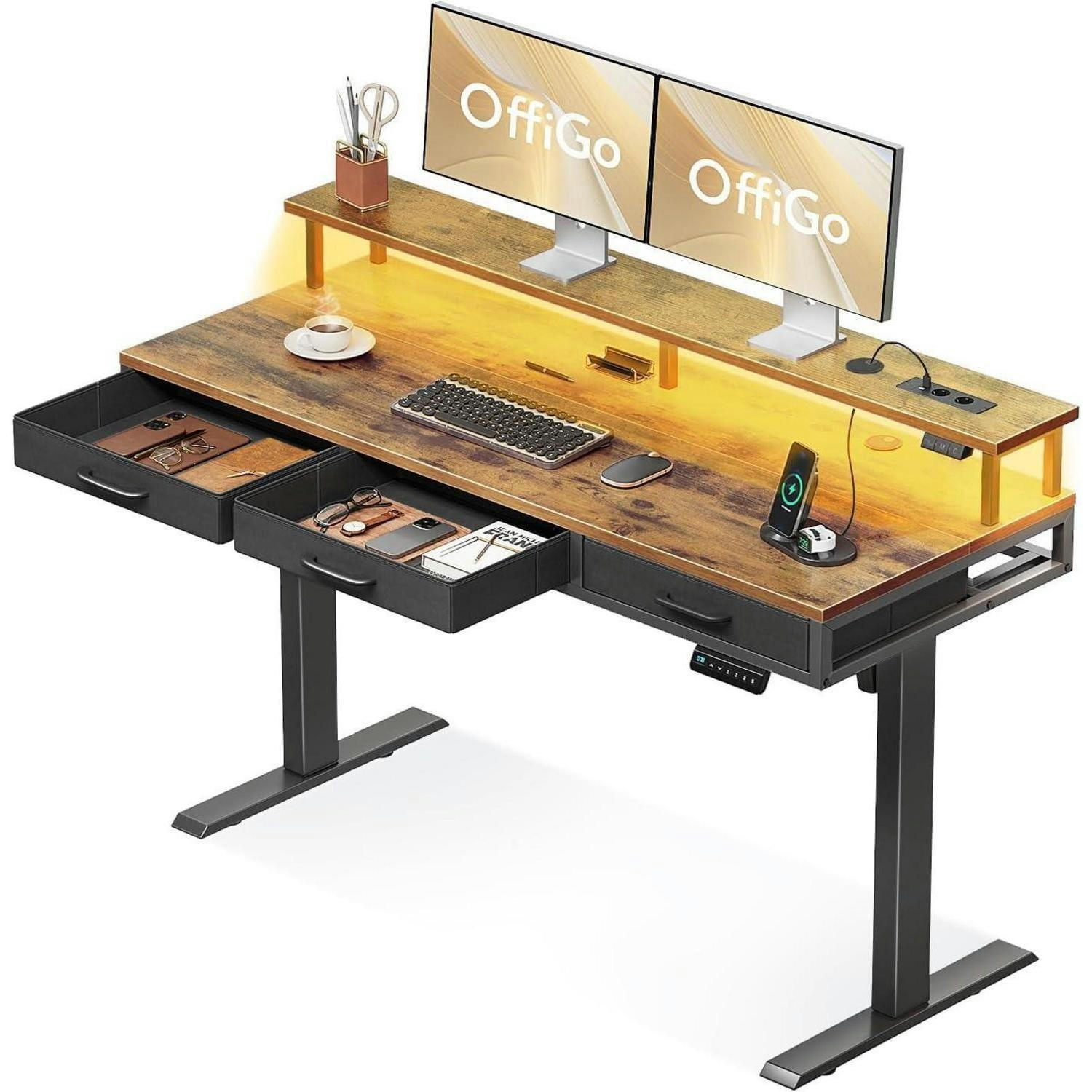SCHREIBTISCH elektrisch höhenverstellbar 140 cm Braun - Braun, Holzwerkstoff (54/140/78cm)