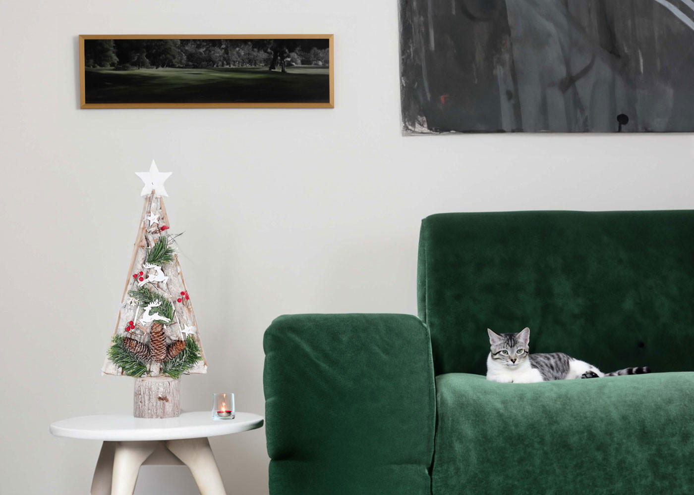 DEKO-WEIHNACHTSBAUM Cremeweiß - Weiß, Holz (57cm) - MCW