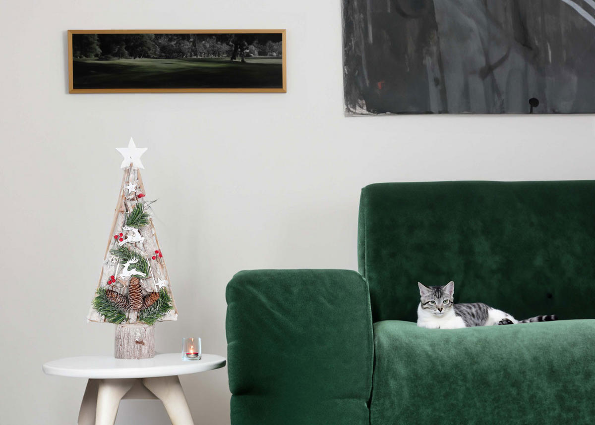 DEKO-WEIHNACHTSBAUM Cremeweiß - Weiß, Holz (57cm) - MCW