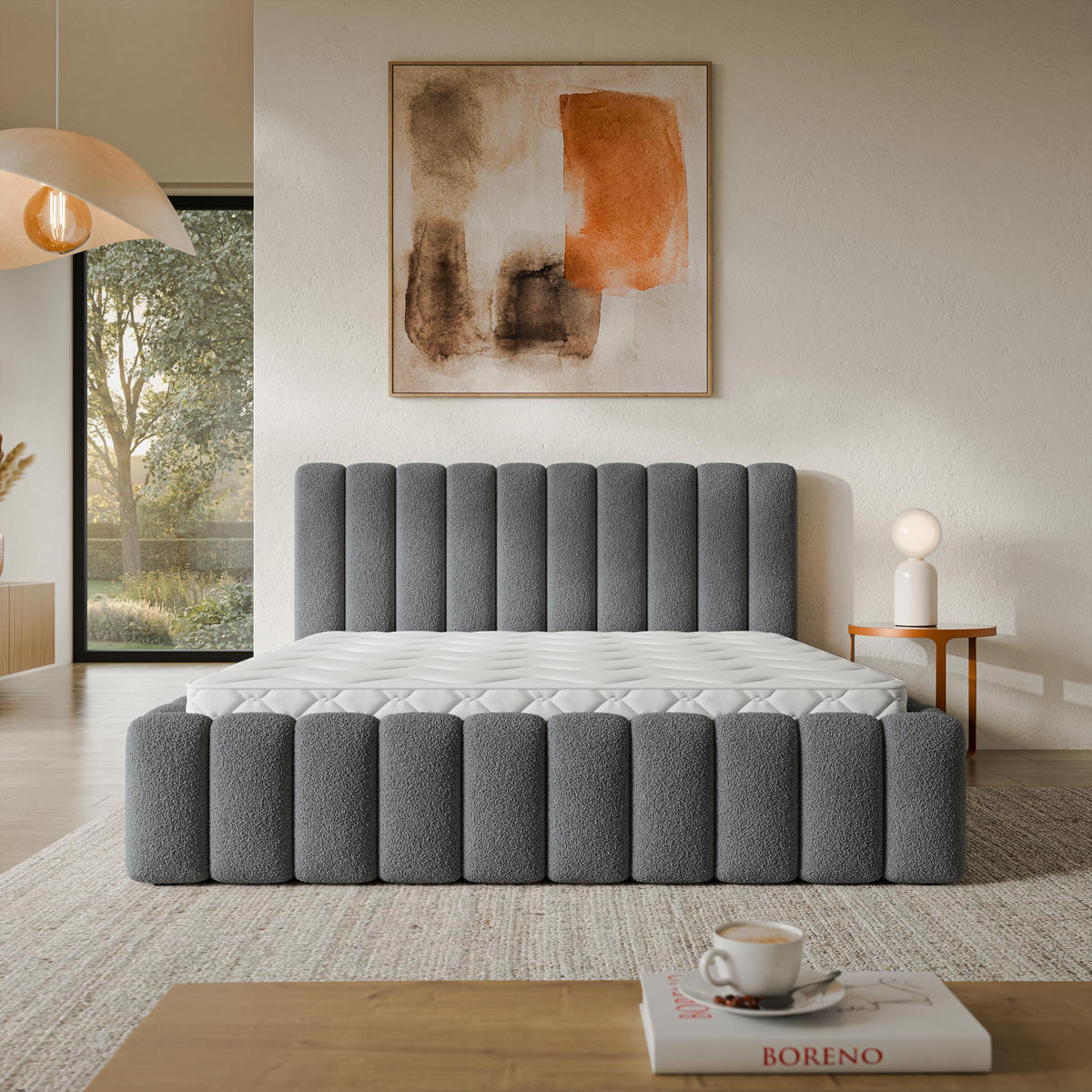 ČALOUNĚNÁ Postel TEBA 160x200 cm Šedá - šedá, kompozitní dřevo/textil (160/200cm) - MASSENO