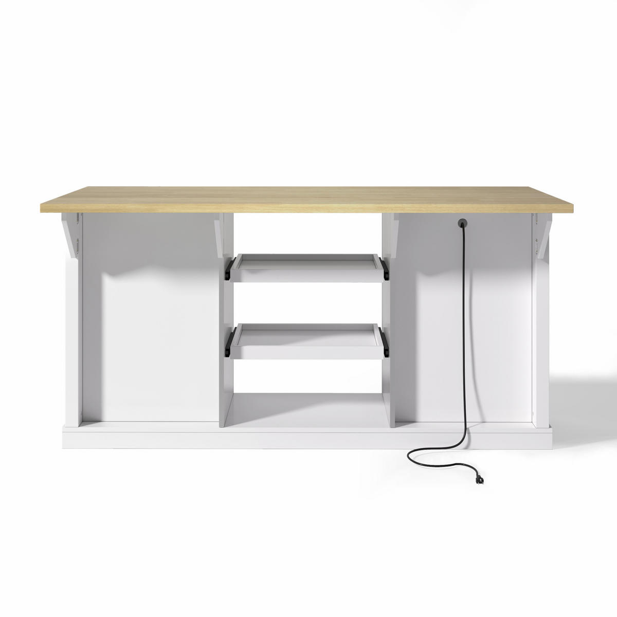 SIDEBOARD 150/65/75,5 cm in Weiß/Natur mit Klappplatte und Steckdosen - Naturfarben, Holzwerkstoff (150/75.5/65cm) - Flora Grace