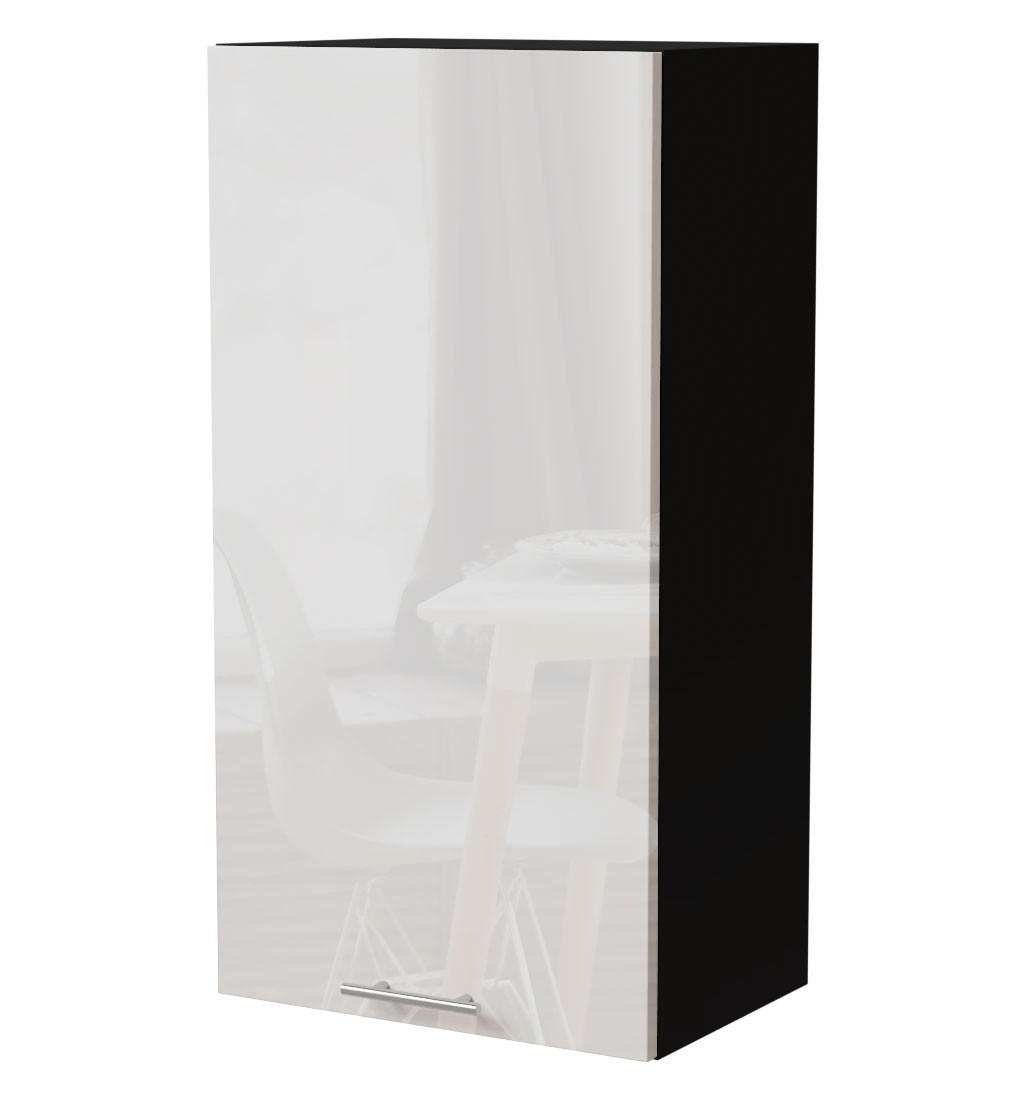 Feldmann-Wohnen Küchenhängeschrank Weiß Hochglanz, Schwarz 50x96x32.5 cm