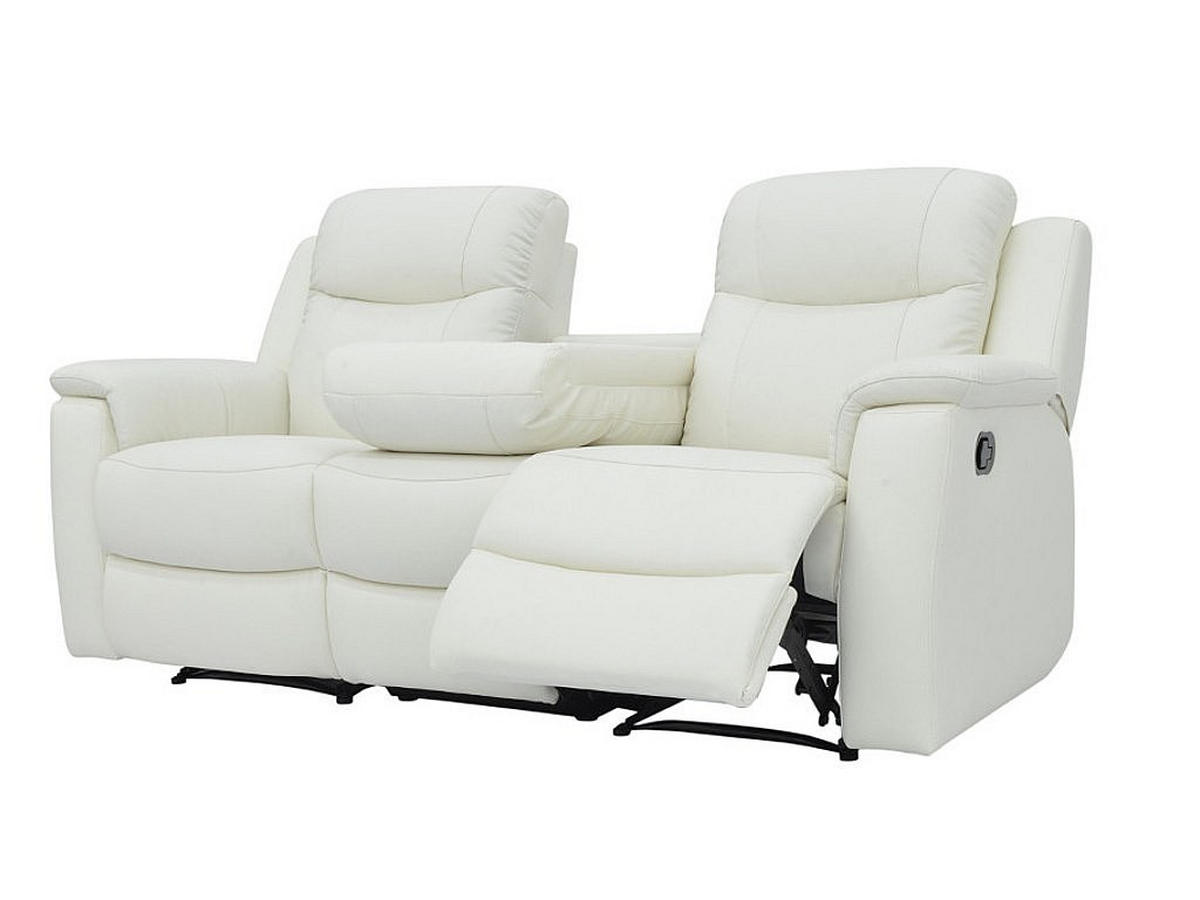 RELAXSOFA - 3 Personen - leder - elfenbeinfarben Evasion - Weiß, Leder (205/100/96cm) - Vente-Unique