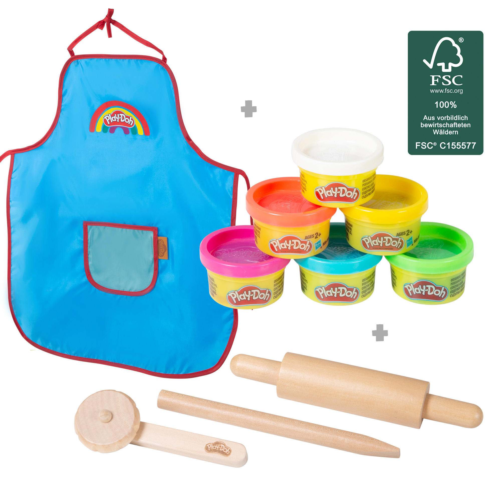 SPIELSET KNETE roba x Play-Doh mit Schürze - Grau, Holz/Kunststoff (1/1/1cm) - Roba