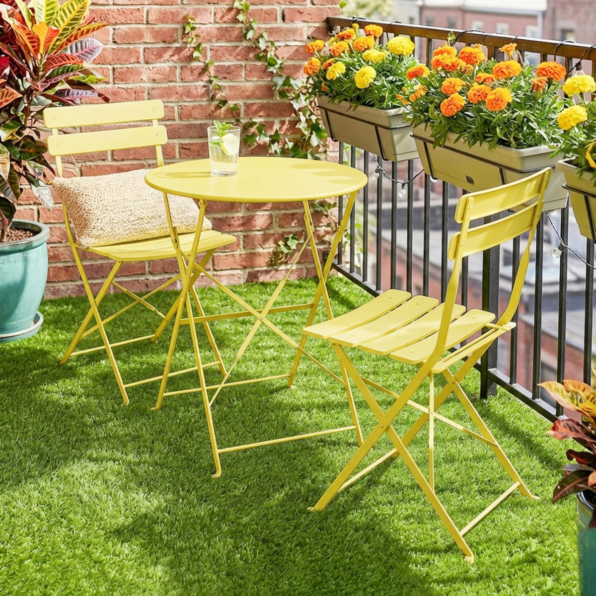 BALKONSET DE-14178 klappbar, doppelter Rostschutz Gelb - Gelb, Metall - ComfortXL