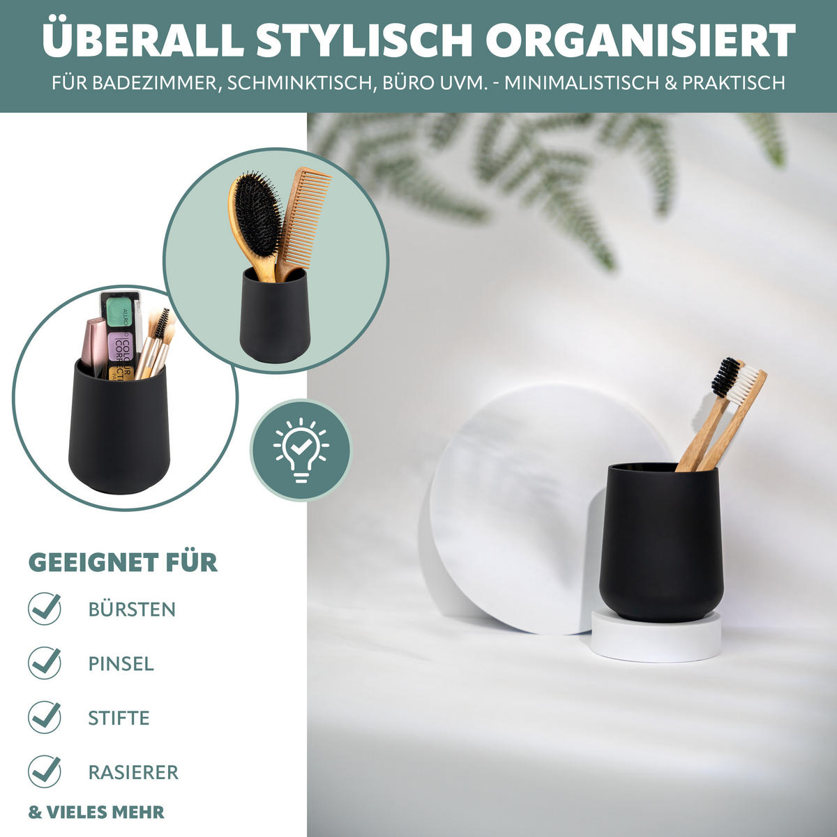 BECHER-SET TESERO 2tlg., Soft-Touch, schwarz - Schwarz, Kunststoff (8.5/10.5/8.5cm) - eluno