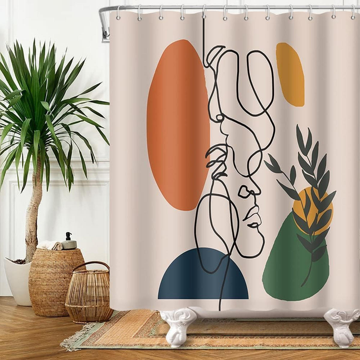 DUSCHVORHANG 180 x 180 cm abstrakt schimmelresistent wasserdicht waschbar Polyester - Multicolor, Textil (180/180cm) - MCBOSON