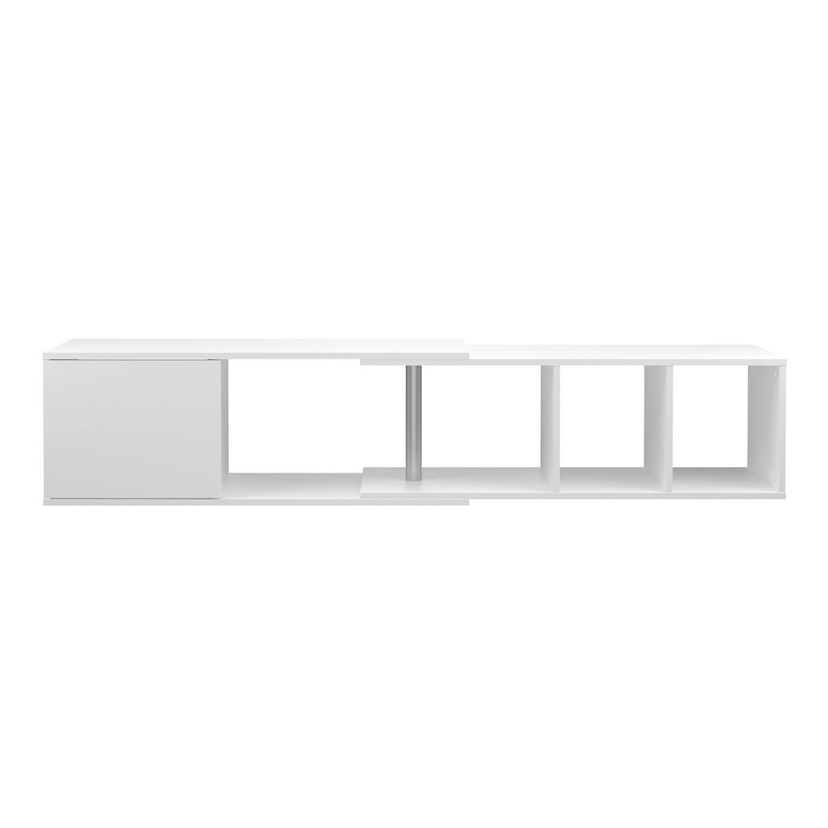 WANDREGAL 1 Tür 4 Fächer mit anpassbarem Winkel - Flex - 174,5/25,7/36 cm - Weiß, Holzwerkstoff (25.7/36/174.5cm) - Calicosy