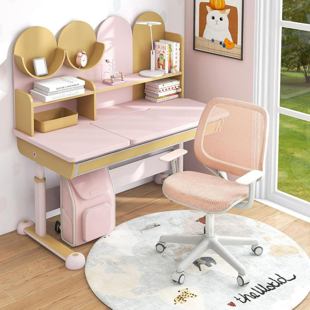 KINDER‑BÜROSTUHL höhenverstellbar rosa - Pink, Kunststoff (57/80/57cm) - COSTWAY