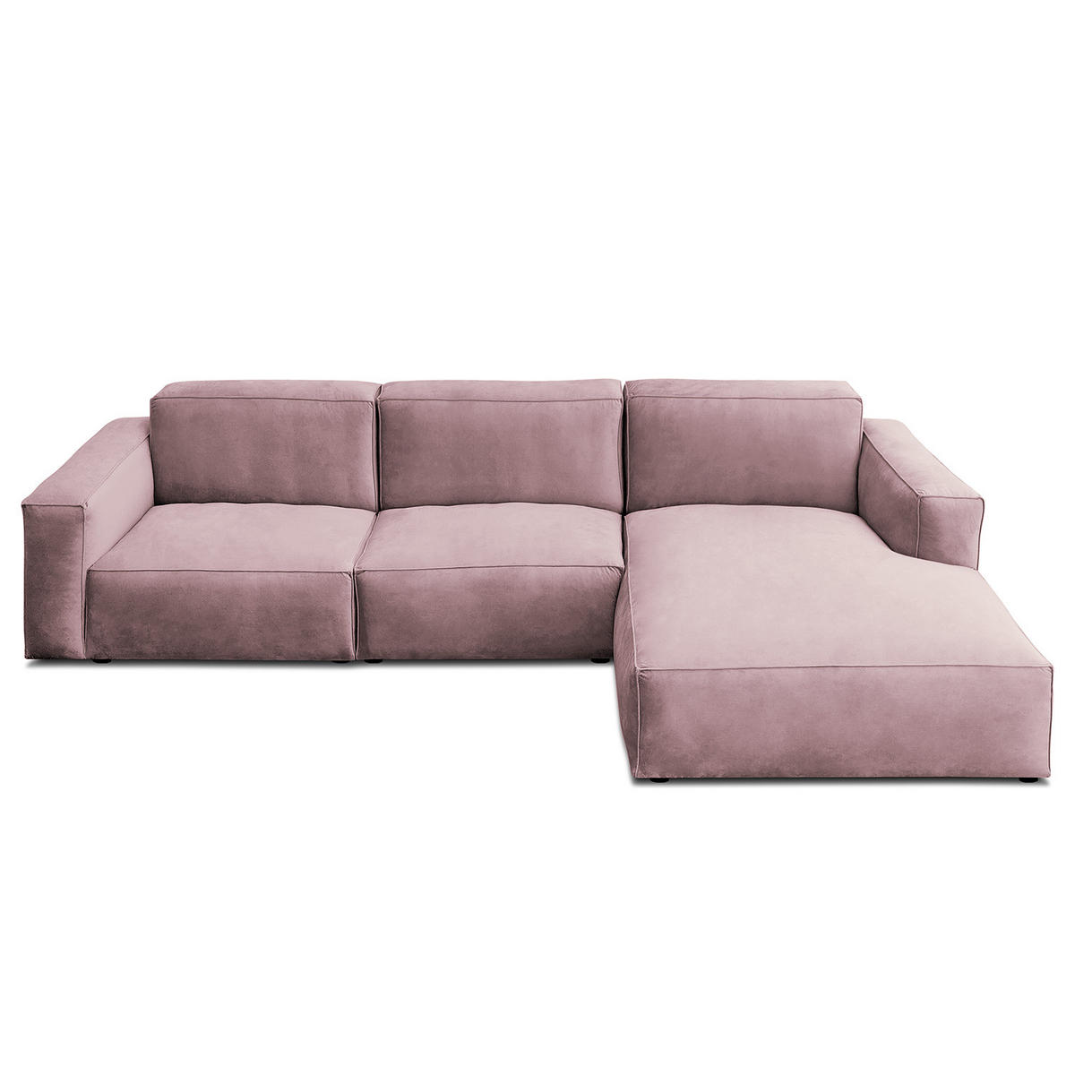 ECKSOFA mit Longchair - Mauve/Schwarz, Kunststoff/Textil (345/170cm) - home24