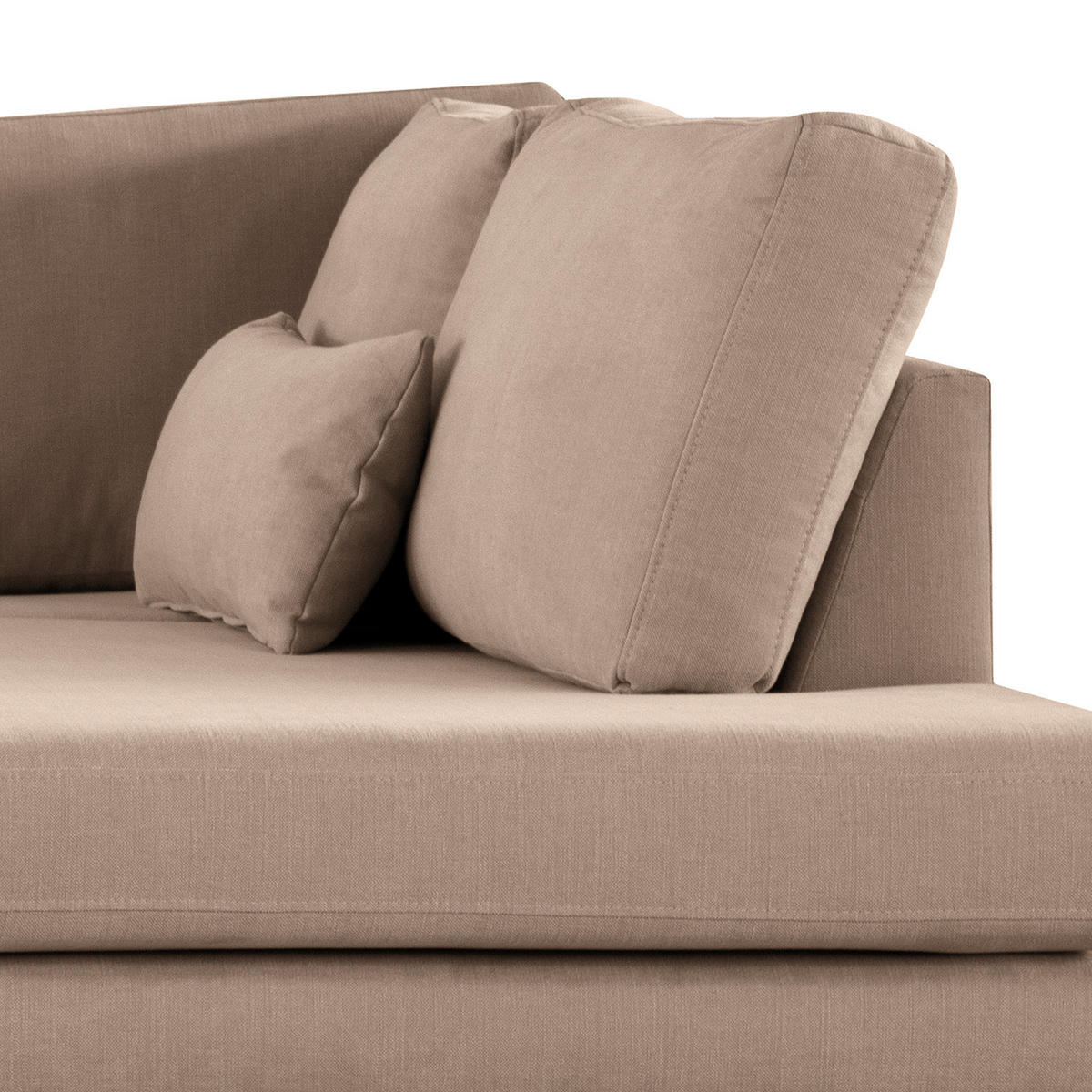 ECKSOFA mit Ottomane - Taupe/Buchefarben, Buchenholz/Textil (287/219cm) - home24