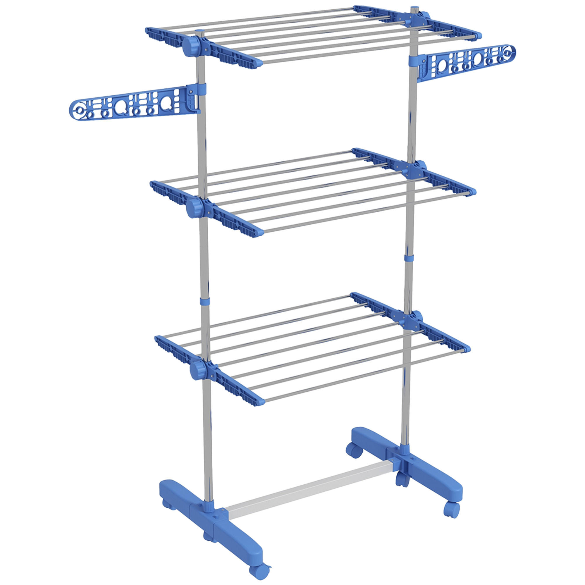 WÄSCHESTÄNDER Weiß - Blau, Metall (55/152/142cm) - HOMCOM