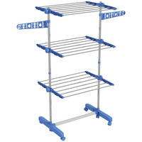 WÄSCHESTÄNDER Weiß - Blau, Metall (55/152/142cm) - HOMCOM