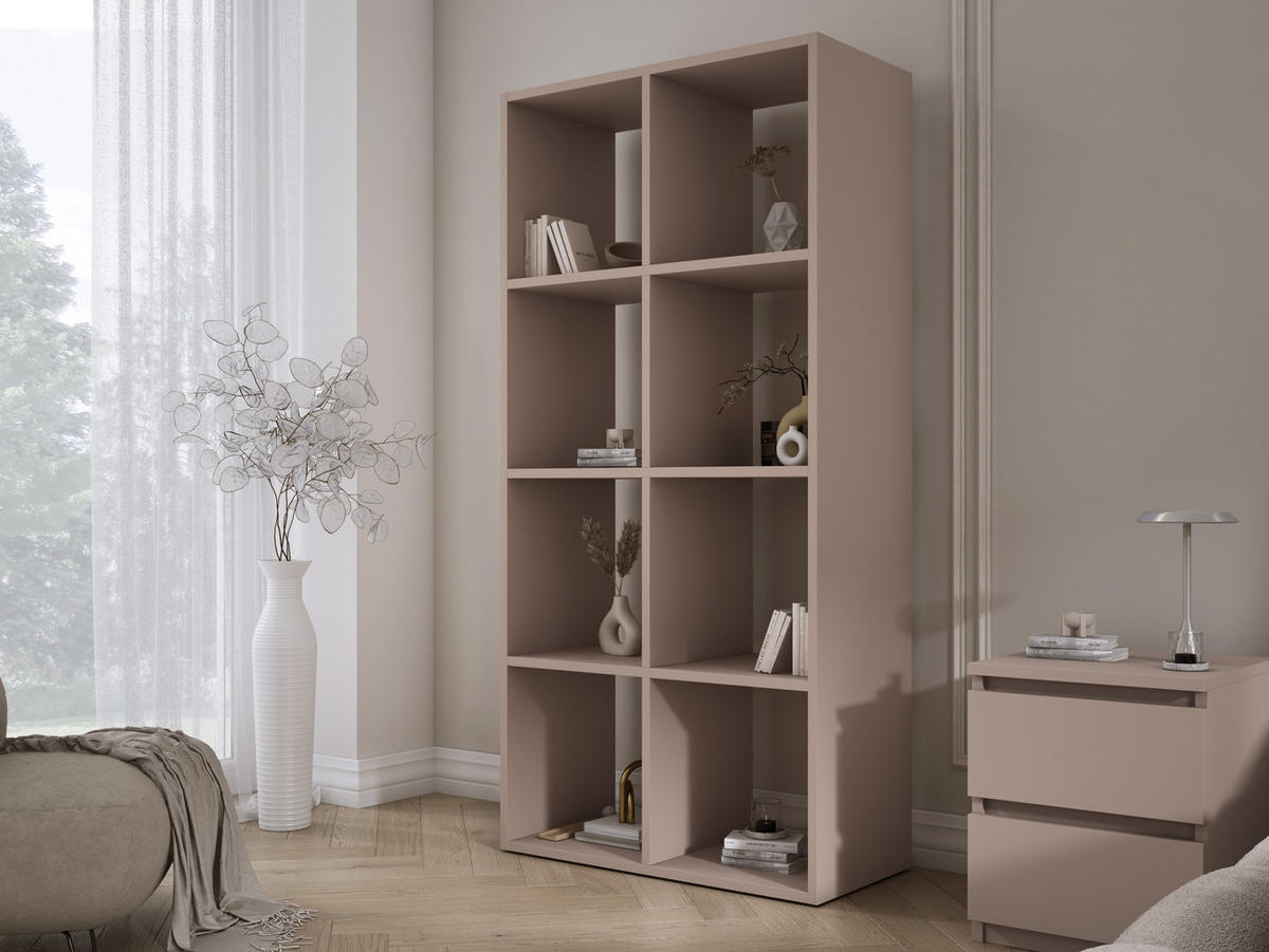 BÜCHERREGAL mit 8 Fächern – Farbe: Karamellbraun – 147 × 74 × 30 cm, vertikale oder horizontal - Braun, Holzwerkstoff (74/147/30cm) - 3XE LIVING