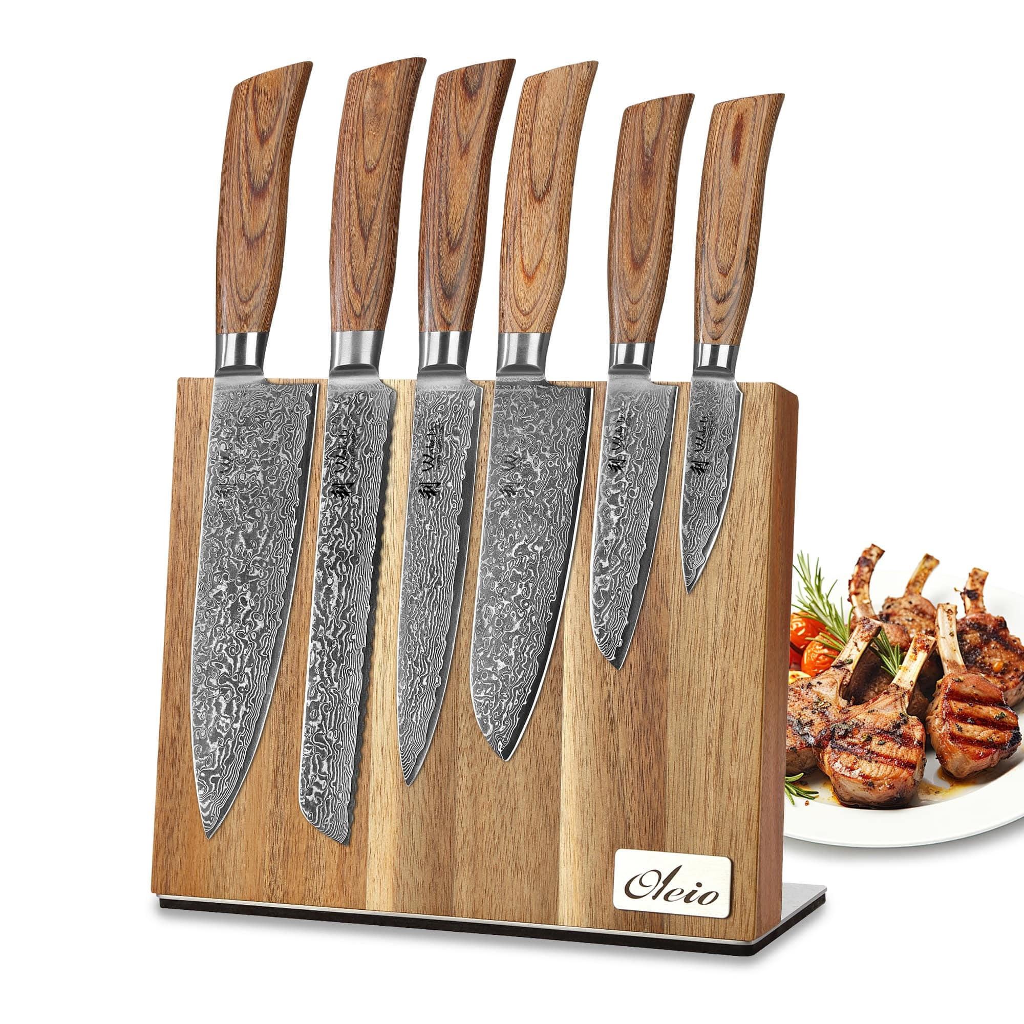 MESSERSET 6-TEILIG 8–20 cm - Braun, Holz/Metall - Wakoli