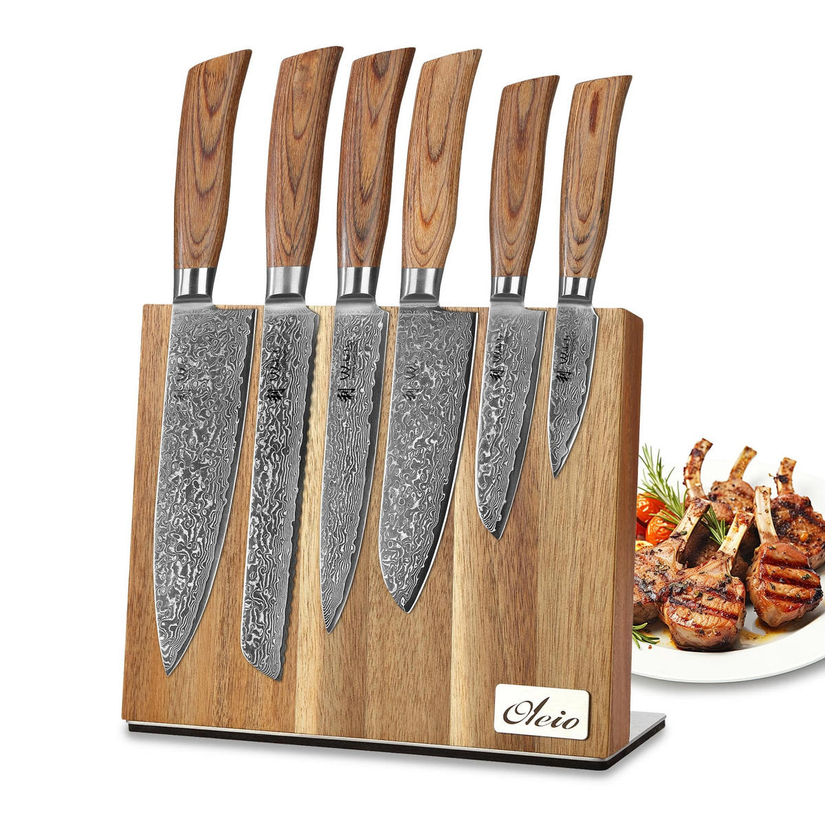 MESSERSET 6-TEILIG 8–20 cm - Braun, Holz/Metall - Wakoli