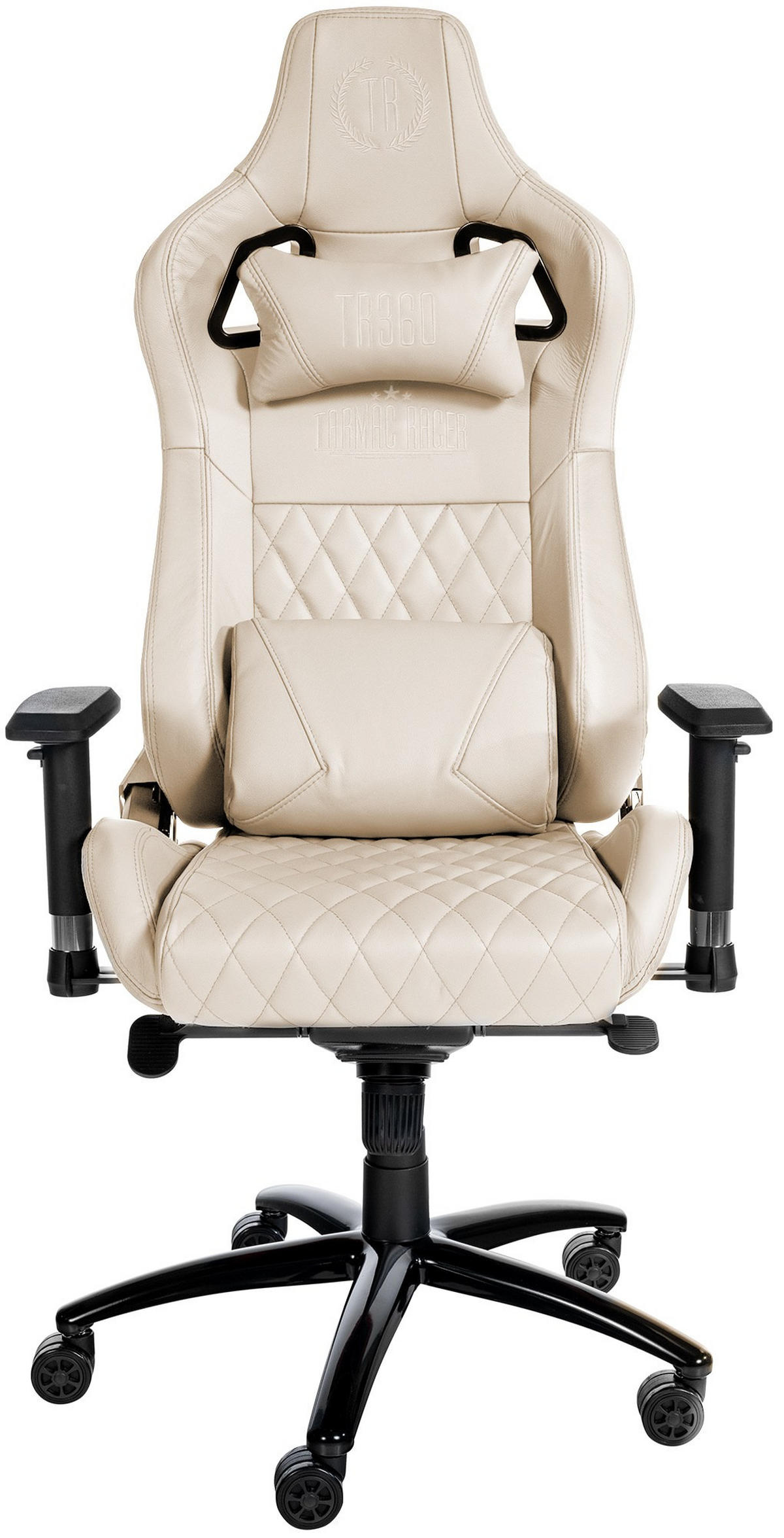 CHEFSESSEL Echtleder creme - Creme/Schwarz, Leder/Metall (70/129/64cm) - CLP