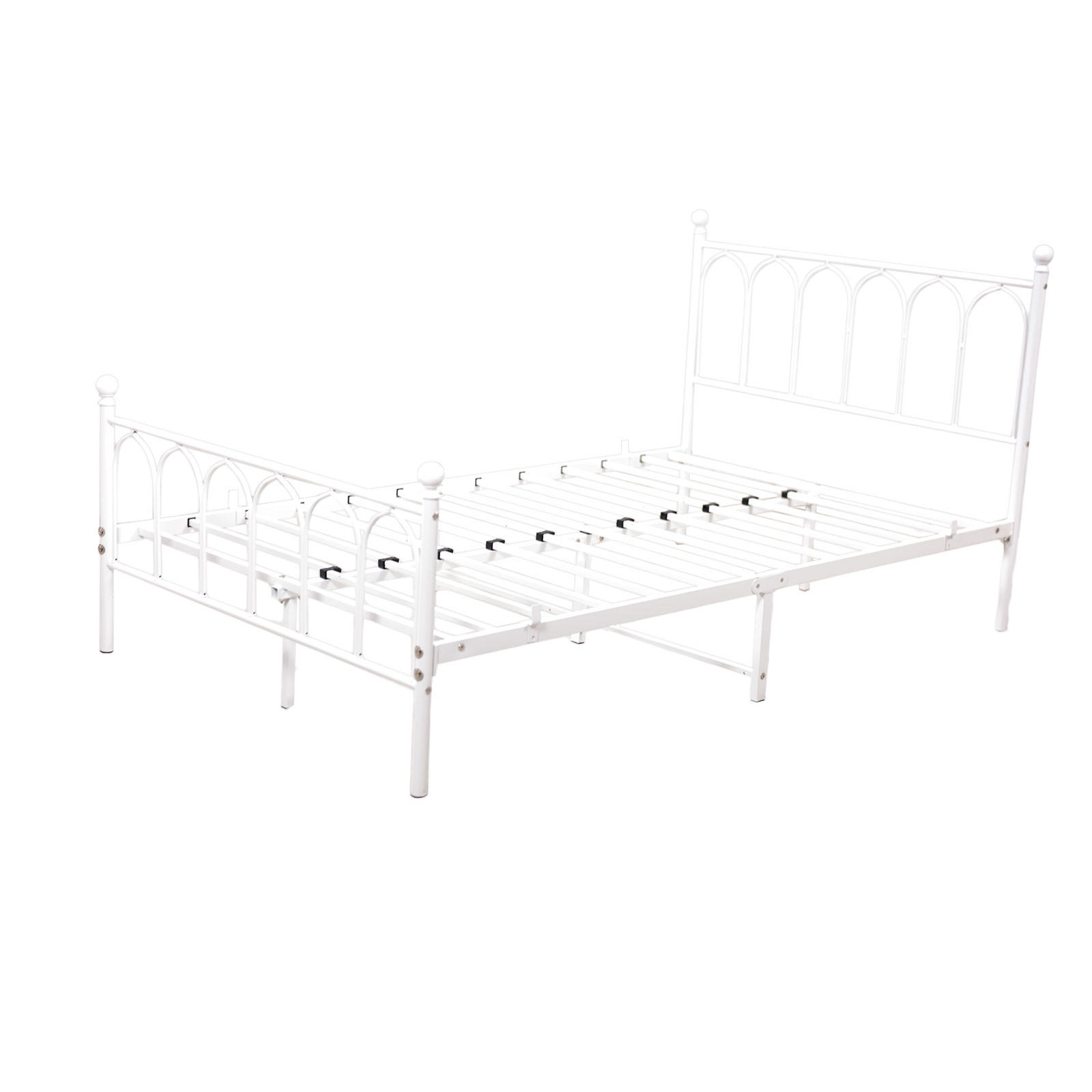 OKWISH JEDNOLŮŽKO 90/200 cm bílé, kovový rám postele