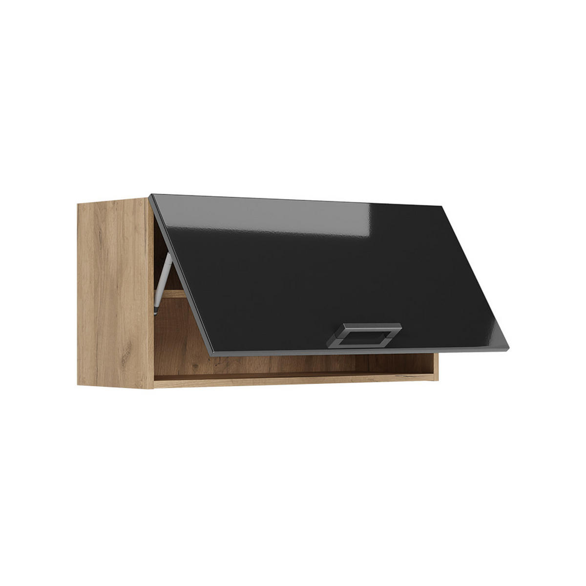 HÄNGESCHRANK R-Line, Anthrazit Hochglanz/Goldkraft Eiche, 80 cm Flach - Honigeiche/Schwarz Hochglanz, Holzwerkstoff (80/40/31cm) - Vicco