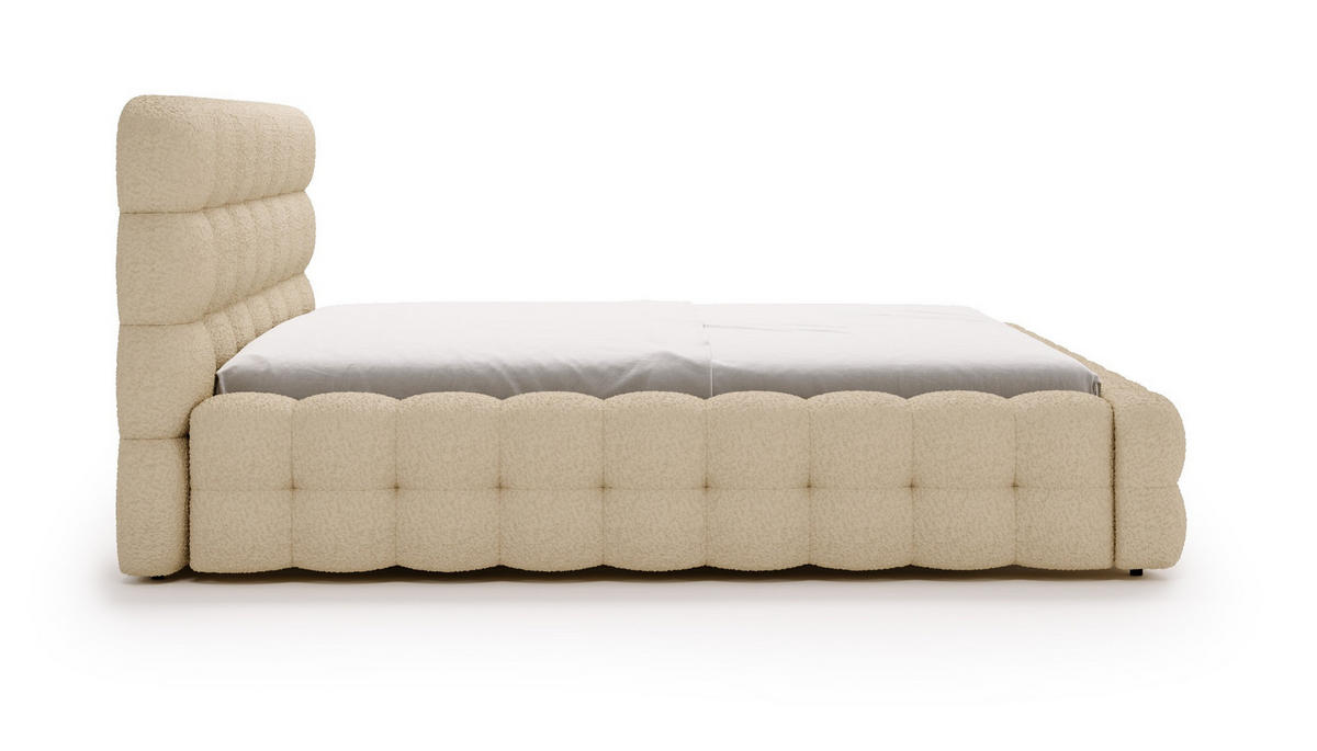 POLSTERBETT 180x200 cm Parlas Bis, Bettkasten, Lattenrost, Boucle, Beige - Beige, Holz/Textil (180/200cm) - Emporius
