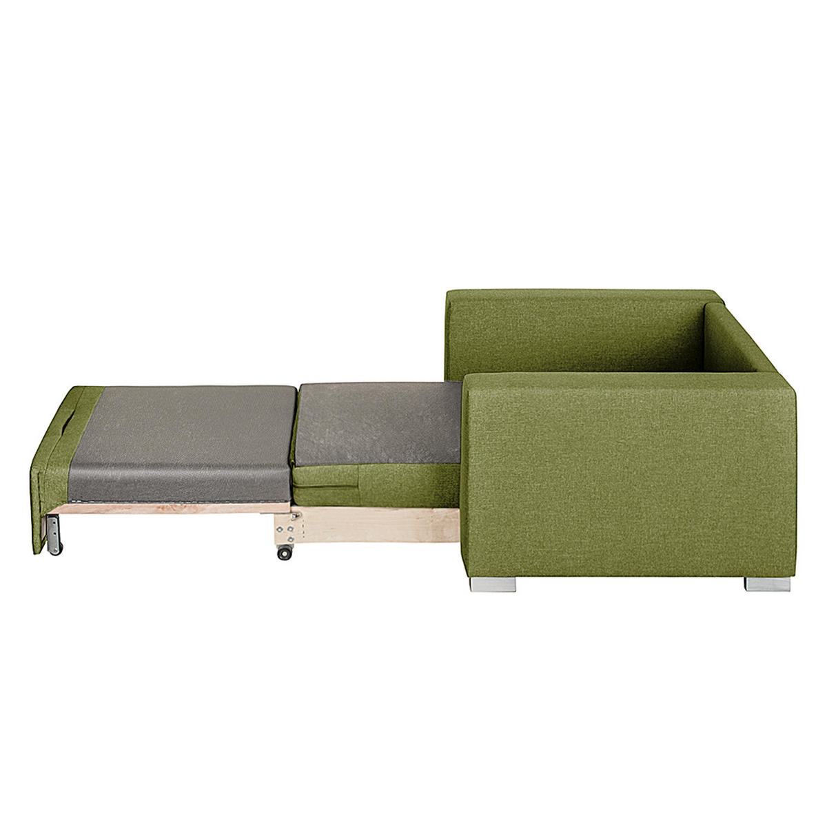 SCHLAFSESSEL - Silberfarben/Grün, Textil (110/90/90cm) - home24
