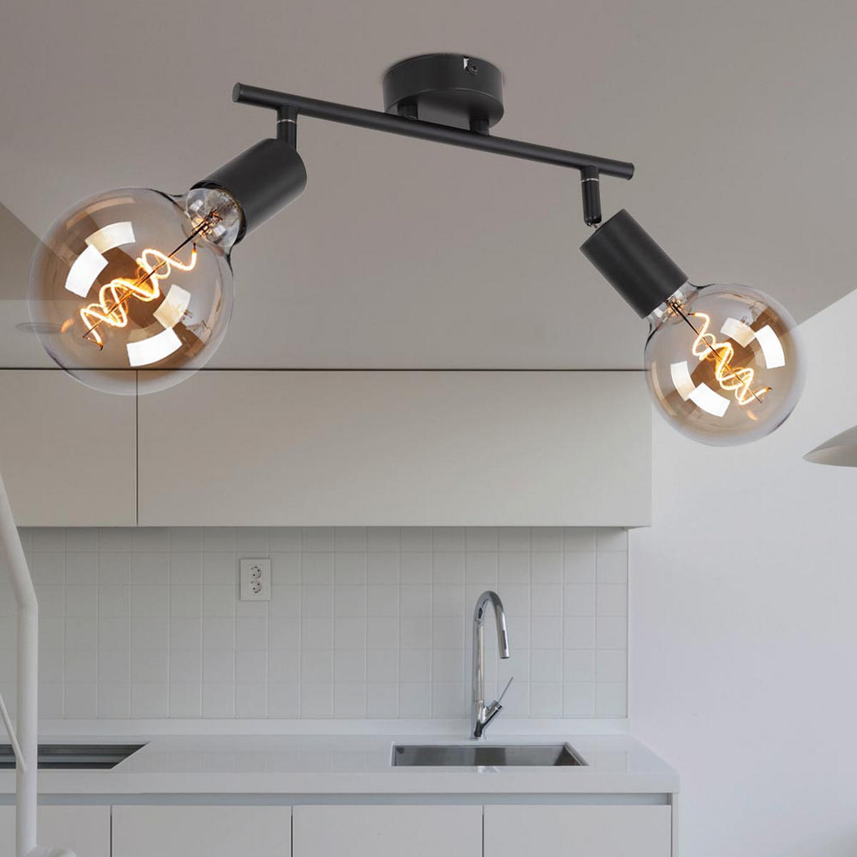 LED DECKENLEUCHTE MARTHA Metall Schwarz - Schwarz, Metall (30/8/15.5cm) - Globo Lighting