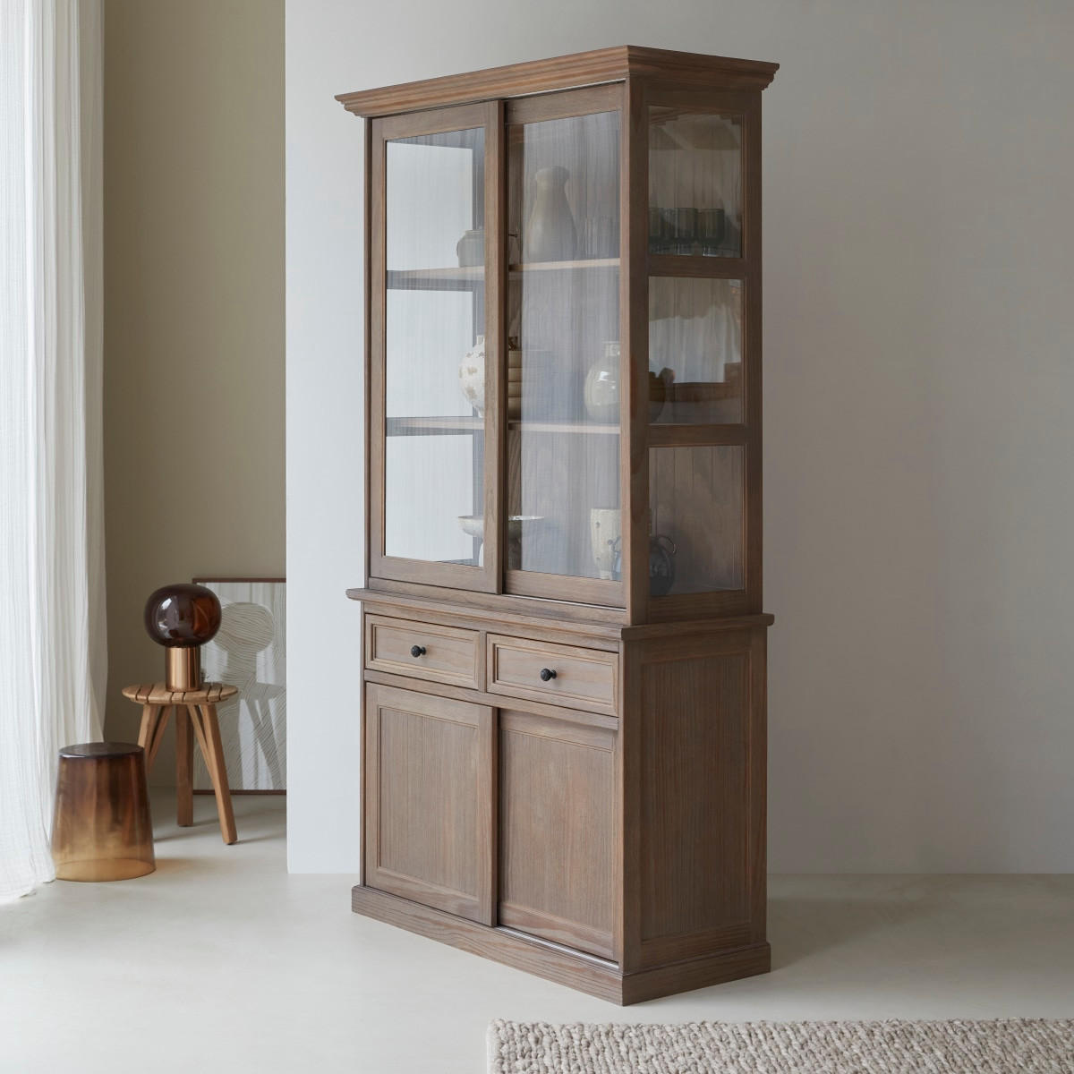 GESCHIRRSCHRANK Roma Natur aus Pinie - Naturfarben, Holz (119/217/48cm) - Tikamoon