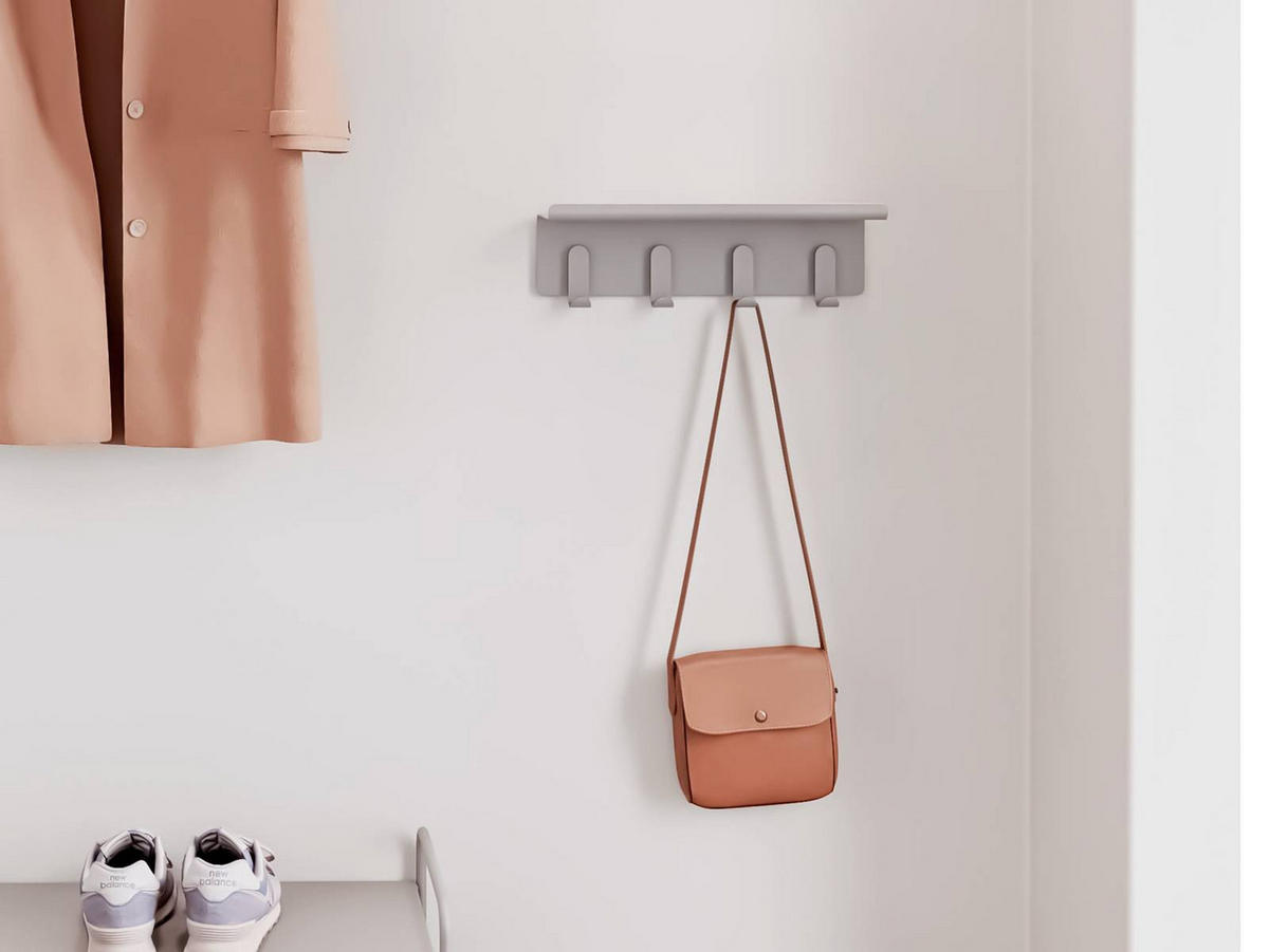 WANDGARDEROBE A-Collection grau mit Ablage 11/40/15 cm - Grau, Metall (40/15/11cm) - Zone Denmark