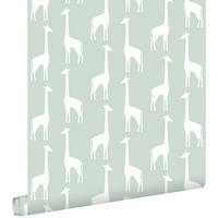 TAPETE Giraffen 53 cm x 10.05 m - Grün, Papier (53/0.1cm) - ESTAhome