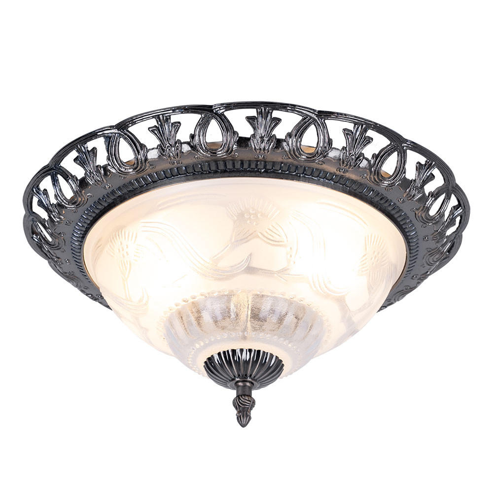 DECKENLEUCHTE Metall Perlmutt Weiß Silber - Silberfarben, Glas (33/33/17cm) - Globo Lighting